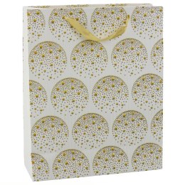 Torba Prezentowa Elegancka Złote Gwiazdki Biała 32 x 26 x 12 cm LEAN