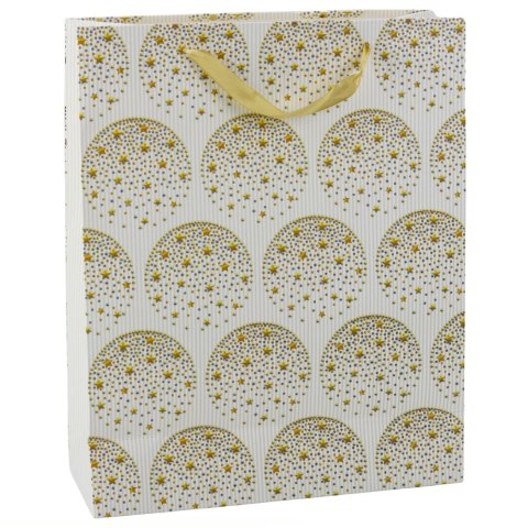 Torba Prezentowa Elegancka Złote Gwiazdki Biała 32 x 26 x 12 cm LEAN Torba Prezentowa Elegancka Złote Gwiazdki Biała 32 x 26 x 12 cm LEAN