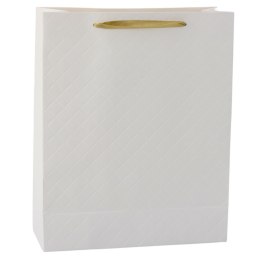 Torba Prezentowa Papierowa Biała Elegancka Złote Kropki 32 x 26 x 12cm LEAN