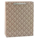 Torba Prezentowa Z Tłoczeniem Beżowa 32 x 26 x 10cm LEAN