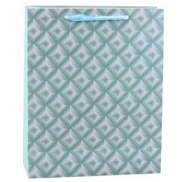 Torba Prezentowa Z Tłoczeniem Błękitna Turkusowa 32 x 26 x 10cm LEAN
