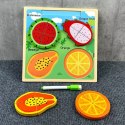Układanka Tablica 2w1 Drewniana Edukacyjna Owoce Pisak LEAN TOYS
