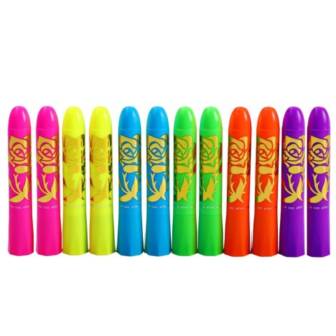 Zestaw Do Malowania Twarzy Pisaki Kredki Neonowe UV Fluorescencyjne 12szt LEAN Zestaw Do Malowania Twarzy Pisaki Kredki Neonowe UV Fluorescencyjne 12szt LEAN