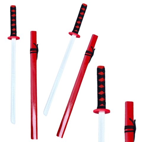 Drewniana Katana Miecz Do Zabawy Treningu Rekwizyt Czerwony 70cm LEAN Toys Drewniana Katana Miecz Do Zabawy Treningu Rekwizyt Czerwony 70cm LEAN Toys