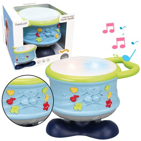Interaktywny Bębenek Muzyczny Edukacyjny Światła Dźwięki Niebieski LEAN Toys Interaktywny Bębenek Muzyczny Edukacyjny Światła Dźwięki Niebieski LEAN Toys