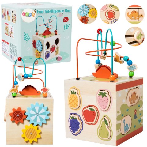 Kostka Edukacyjna Sensoryczna Sorter 5 Płaszczyzn Drewniana LEAN Toys Kostka Edukacyjna Sensoryczna Sorter 5 Płaszczyzn Drewniana LEAN Toys
