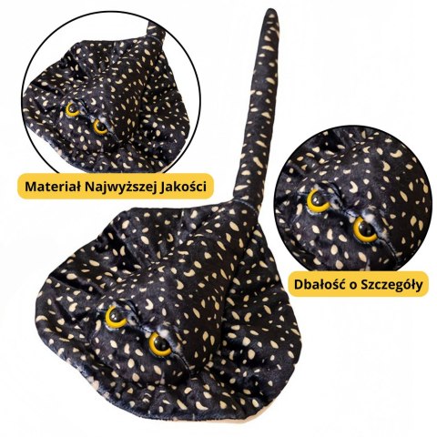 Maskotka Pluszowa Płaszczka Przytulanka Czarna W Kropki 50cm LEAN Toys Maskotka Pluszowa Płaszczka Przytulanka Czarna W Kropki 50cm LEAN Toys