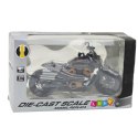 Motocykl Chopper Metalowy Światła Dźwięki Czarny Szare Elementy 1:12 LEAN Toys