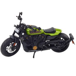 Motocykl Chopper Metalowy Światła Dźwięki Czarny Zielone Elementy 1:12 LEAN Toys