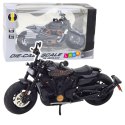 Motocykl Chopper Metalowy Światła Dźwięki Czarny Złote Elementy 1:12 LEAN Toys