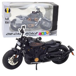 Motocykl Chopper Metalowy Światła Dźwięki Czarny Złote Elementy 1:12 LEAN Toys