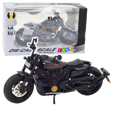 Motocykl Chopper Metalowy Światła Dźwięki Czarny Złote Elementy 1:12 LEAN Toys Motocykl Chopper Metalowy Światła Dźwięki Czarny Złote Elementy 1:12 LEAN Toys