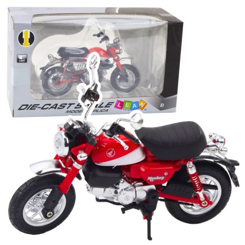 Motocykl Retro Klasyczny Metalowy Światła Czerwony 1:12 LEAN Toys