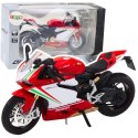 Motocykl Sportowy Metalowy Czerwono Biały Światła Dźwięki 1:12 LEAN TOYS