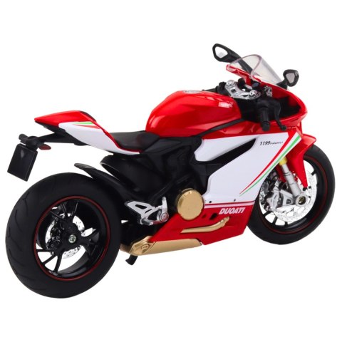 Motocykl Sportowy Metalowy Czerwono Biały Światła Dźwięki 1:12 LEAN TOYS Motocykl Sportowy Metalowy Czerwono Biały Światła Dźwięki 1:12 LEAN TOYS