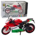 Motocykl Sportowy Metalowy Czerwono Zielony Światła Dźwięki 1:12 LEAN Toys