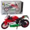 Motocykl Sportowy Metalowy Czerwono Zielony Światła Dźwięki 1:12 LEAN Toys