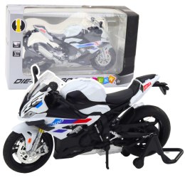 Motocykl Sportowy Metalowy Światła Dźwięki Biały S1000 1:12 LEAN Toys