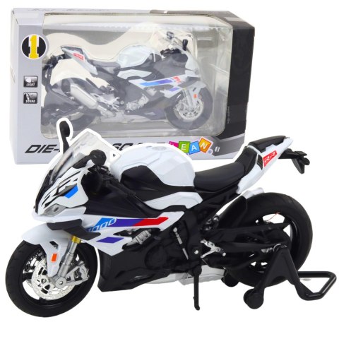 Motocykl Sportowy Metalowy Światła Dźwięki Biały S1000 1:12 LEAN Toys Motocykl Sportowy Metalowy Światła Dźwięki Biały S1000 1:12 LEAN Toys