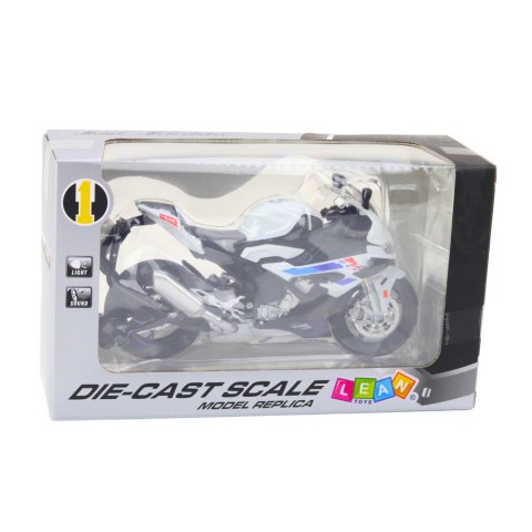 Motocykl Sportowy Metalowy Światła Dźwięki Biały S1000 1:12 LEAN Toys Motocykl Sportowy Metalowy Światła Dźwięki Biały S1000 1:12 LEAN Toys