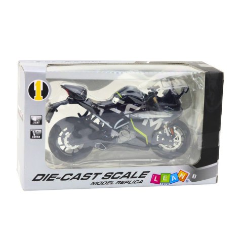 Motocykl Sportowy Metalowy Światła Dźwięki Czarny 250 SR 1:12 LEAN Toys Motocykl Sportowy Metalowy Światła Dźwięki Czarny 250 SR 1:12 LEAN Toys