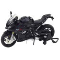 Motocykl Sportowy Metalowy Światła Dźwięki Czarny S1000 1:12 LEAN Toys