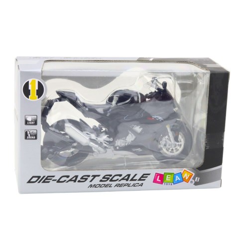 Motocykl Sportowy Metalowy Światła Dźwięki Czarny S1000 1:12 LEAN Toys Motocykl Sportowy Metalowy Światła Dźwięki Czarny S1000 1:12 LEAN Toys