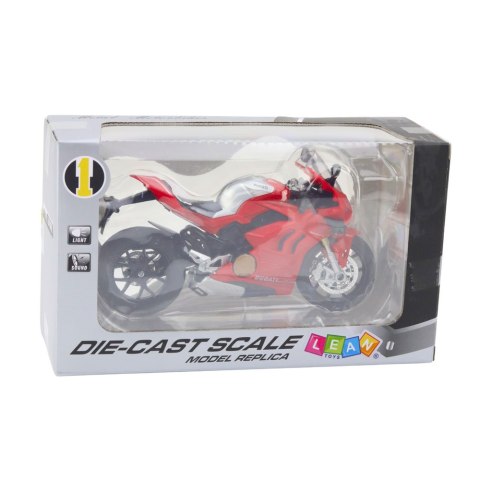 Motocykl Sportowy Metalowy Światła Dźwięki Czerwony 1:12 LEAN Toys Motocykl Sportowy Metalowy Światła Dźwięki Czerwony 1:12 LEAN Toys
