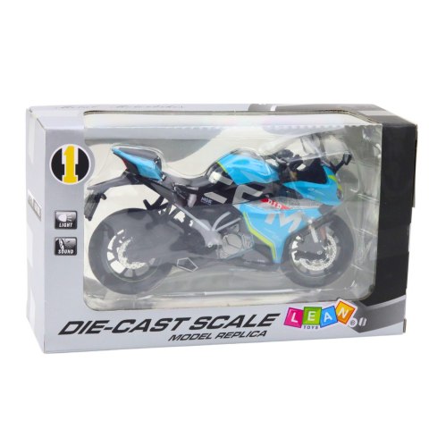Motocykl Sportowy Metalowy Światła Dźwięki Niebieski 1:12 LEAN Toys Motocykl Sportowy Metalowy Światła Dźwięki Niebieski 1:12 LEAN Toys