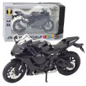 Motocykl Sportowy Metalowy Światła Dźwięki Srebrne Elementy Czarny 1:12 LEAN Toys