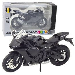 Motocykl Sportowy Metalowy Światła Dźwięki Srebrne Elementy Czarny 1:12 LEAN Toys