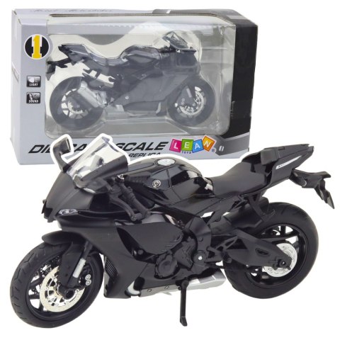 Motocykl Sportowy Metalowy Światła Dźwięki Srebrne Elementy Czarny 1:12 LEAN Toys Motocykl Sportowy Metalowy Światła Dźwięki Srebrne Elementy Czarny 1:12 LEAN Toys