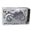 Motocykl Sportowy Metalowy Światła Dźwięki Srebrne Elementy Czarny 1:12 LEAN Toys