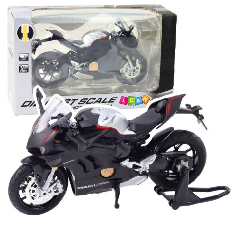 Motocykl Sportowy Metalowy Światła Dźwięki Srebrne Elementy Czarny V4 1:12 LEAN Toys Motocykl Sportowy Metalowy Światła Dźwięki Srebrne Elementy Czarny V4 1:12 LEAN Toys