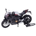 Motocykl Sportowy Metalowy Światła Dźwięki Srebrne Elementy Czarny V4 1:12 LEAN Toys