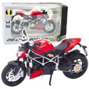 Motocykl Sportowy Metalowy Światła Dźwięki Srebrne Elementy Czerwony 1:12 LEAN Toys