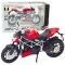 Motocykl Sportowy Metalowy Światła Dźwięki Srebrne Elementy Czerwony 1:12 LEAN Toys