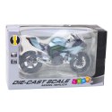 Motocykl Sportowy Metalowy Światła Dźwięki Srebrny 1:12 LEAN Toys