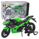 Motocykl Sportowy Metalowy Światła Dźwięki Zielony 1:12 LEAN Toys