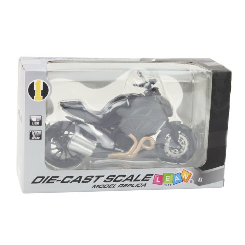 Motocykl Sportowy Metalowy Światła Dźwięki Złote Elementy Czarny 1:12 LEAN Toys Motocykl Sportowy Metalowy Światła Dźwięki Złote Elementy Czarny 1:12 LEAN Toys
