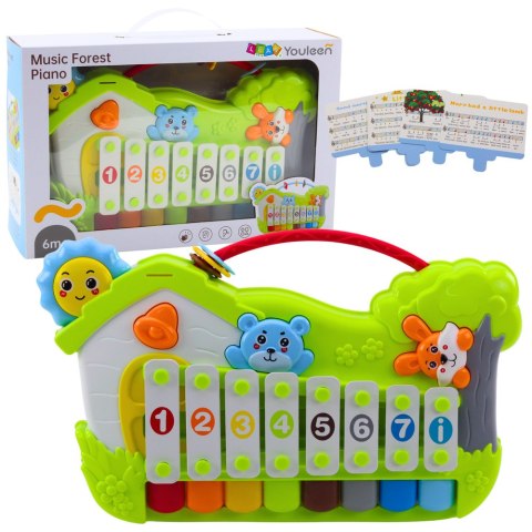Muzyczne Pianinko Leśne Ksylofon Karty z Nutami 5szt LEAN Toys Muzyczne Pianinko Leśne Ksylofon Karty z Nutami 5szt LEAN Toys