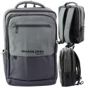 Plecak Miejski Biznesowy USB Kieszeń Na Laptopa Czarno Szary 16L 41cm LEAN
