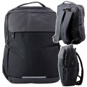 Plecak Miejski Biznesowy USB Kieszeń na Laptopa Czarny 16L 45cm LEAN