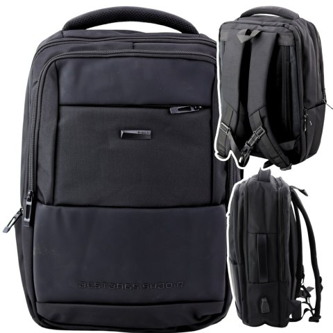 Plecak Miejski Biznesowy USB Pas Piersiowy Czarny 26L 45cm LEAN Plecak Miejski Biznesowy USB Pas Piersiowy Czarny 26L 45cm LEAN