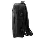 Plecak Miejski Biznesowy USB Przegroda Środkowa Czarny 14L 40cm LEAN