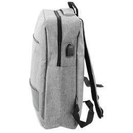 Plecak Miejski Biznesowy USB Przegroda Środkowa Szary 14L 40cm LEAN