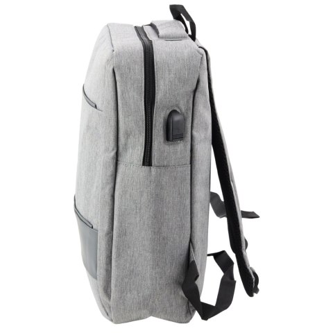 Plecak Miejski Biznesowy USB Przegroda Środkowa Szary 14L 40cm LEAN Plecak Miejski Biznesowy USB Przegroda Środkowa Szary 14L 40cm LEAN