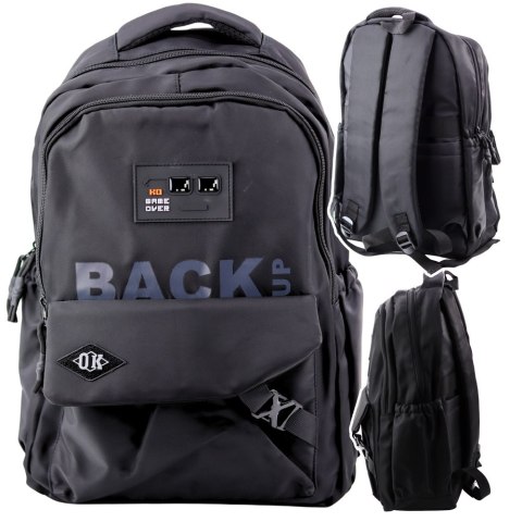 Plecak Miejski Szkolny 6 Kieszeni Back Up Czarny 23L 46cm LEAN Plecak Miejski Szkolny 6 Kieszeni Back Up Czarny 23L 46cm LEAN