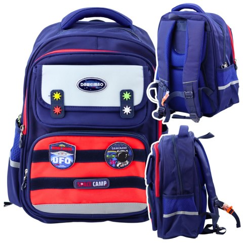 Plecak Szkolny Dziecięcy Pas Piersiowy Granatowo Czerwony Kosmos 20L 38cm LEAN Plecak Szkolny Dziecięcy Pas Piersiowy Granatowo Czerwony Kosmos 20L 38cm LEAN