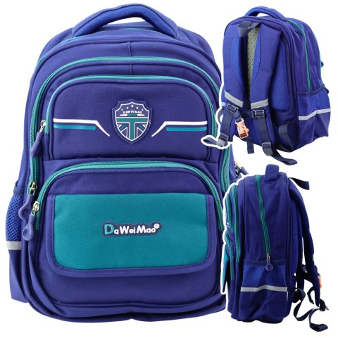 Plecak Szkolny Dziecięcy Pas Piersiowy Granatowo Zielony 20L 38cm LEAN Plecak Szkolny Dziecięcy Pas Piersiowy Granatowo Zielony 20L 38cm LEAN